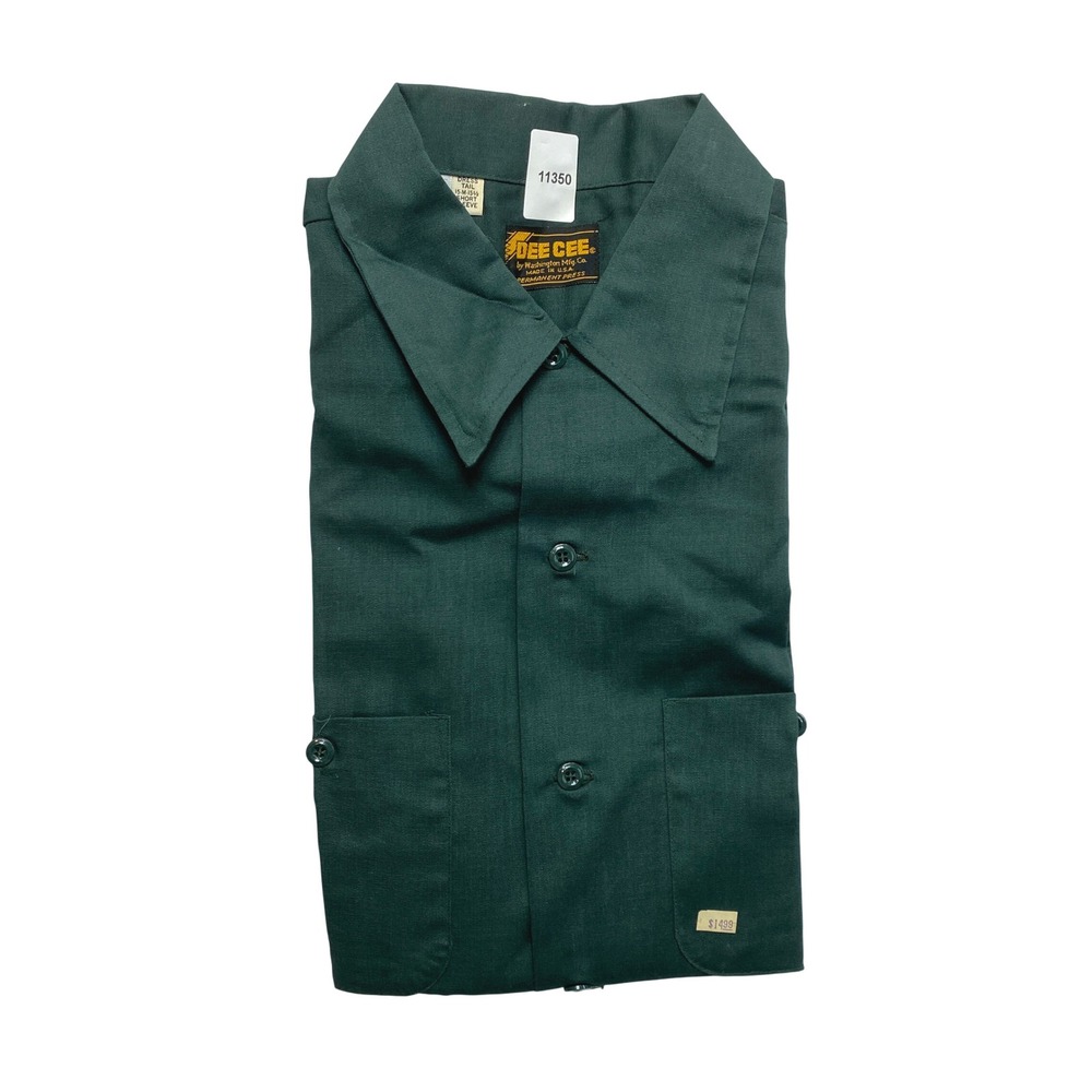 Dee Cee Work Shirt Mens M Green Short Sleeve Permanent Press USA Made Vintage